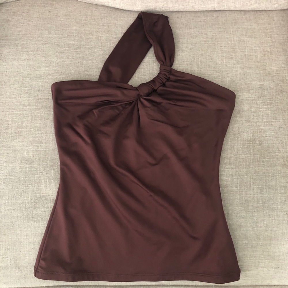 New NWOT Abercrombie & Fitch Stretchy Asymmetrical Tank Top Brown Small